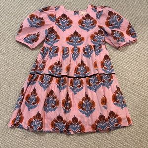 Pink Chicken pattern puff sleeve dress